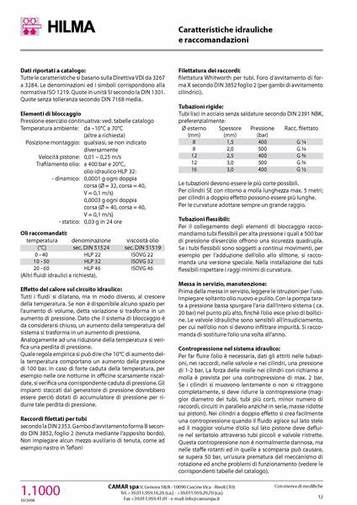 Gruppo 1-10 - Caratteristiche idrauliche e raccomandazioni - Camar S.p.A.