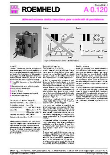 Gruppo A 0.120 - Alimentazione della tensione per controlli di posizione - Camar S.p.A.