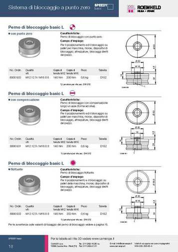 Gruppo Speedy Basic L - Perni di bloccaggio per SPEEDY Basic - Grandezza L - Large - Camar S.p.A.