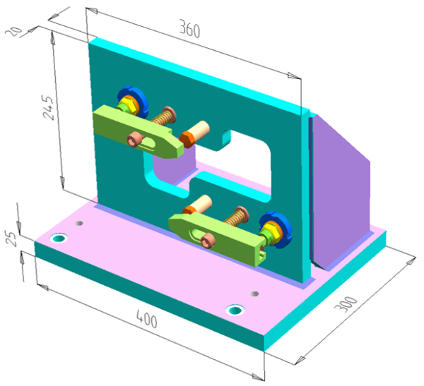 Attrezzatura molto semplice, realizzata con cilindri lineari filettati Roemheld