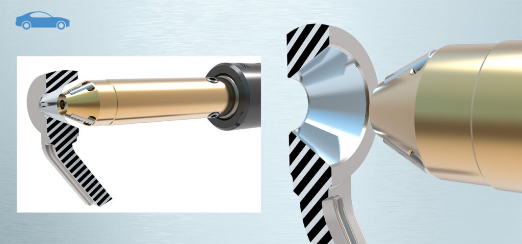 Lucidatura con rullo di parte di un rinvio sterzo con utensili meccanici a rulli multipli