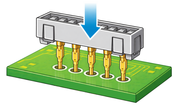 Processo di press-fit su una generica scheda elettronica